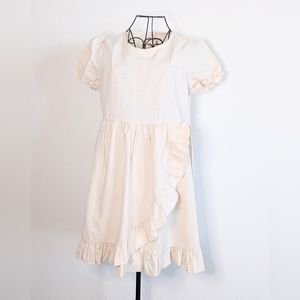 Women's Ivory Linen Ruffle Mini  Dress M